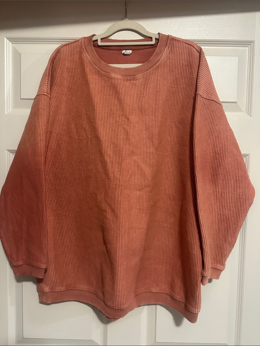 aerie Ribbed Oversized Crewneck Sweater in Rust